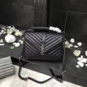 YSL Classic Monogramme Black Leather Flap Bag Y392737 Silver HV00418sp14