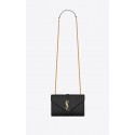 YSL ENVELOPE SMALL IN MIX MATELASSEGRAIN DE POUDRE EMBOSSED LEATHER 19207 BLACK HV07066np57