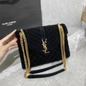 YSL ENVELOPPE MEDIUM BAG IN MIX MATELASSE GRAIN DE POUDRE EMBOSSED IN SUEDE Y487206 black HV00176np57