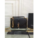 YSL Flap Bag Calfskin Leather 2508 Black Gold buckle HV05063fH28