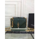 YSL Flap Bag Calfskin Leather 2508 green Gold buckle HV01181TL77