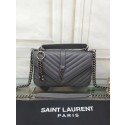 YSL Flap Bag Calfskin Leather 2508 Grey silver buckle HV02543nQ90