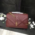 YSL Flap Bag Calfskin Leather 392738 red Gold buckle HV05717ta99