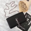 YSL medium kate satchel original grained leather 311227 black silver chain HV01273MB38