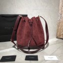 Yves Saint Laurent Black Matte Leather Bucket Bag Y568606 Wine HV08313Oj66