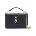 Yves Saint Laurent Calfskin Leather Shoulder Bag Y533036 black&gold-Tone Metal HV07534nB26