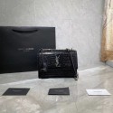 Yves Saint Laurent Calfskin Leather Shoulder Bag Y542206A Black&silver-Tone Metal HV08347Pf97