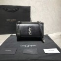 Yves Saint Laurent Calfskin Leather Shoulder Bag Y542206B black&silver-Tone Metal HV10627fc78