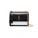 Yves Saint Laurent Calfskin Leather Shoulder Bag Y542206B black&white HV05622io33