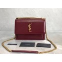 Yves Saint Laurent Calfskin Leather Shoulder Bag Y542206B red HV07222Bw85