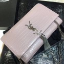 Yves saint Laurent crocodile leather Shoulder Bag 1456 pink HV07433Rc99