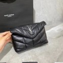 Yves Saint Laurent LOULOU PUFFER IN QUILTED CRINKLED MATTE LEATHER BAG Y620333 Black HV01705tL32