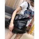 Yves Saint Laurent LOULOU PUFFER MEDIUM BAG IN QUILTED CRINKLED MATTE LEATHER Y577475 Black HV01744aj95