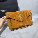 Yves Saint Laurent LOULOU PUFFER SMALL BAG SATCHEL IN SUEDE 74761 Brown HV08693va68