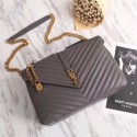 Yves Saint Laurent Monogramme Calf leather Shoulder Bag 26612 grey Gold chain HV08265EW67