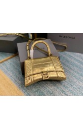 Balenciaga HOURGLASS SMALL TOP HANDLE BAG crocodile embossed calfskin B108895E gold HV05528sp14