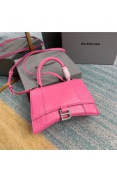 Balenciaga HOURGLASS SMALL TOP HANDLE BAG crocodile embossed calfskin B108895E pink HV00181xh67