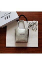 Balenciaga Original Leather Mini Shopper Bag 6696 Silver HV08226Yf79