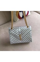 Best 1:1 YSL Flap Bag Calfskin Leather 428134 silver HV10849eT55