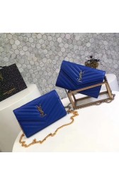 Best 1:1 Yves Saint Laurent WOC Caviar leather Shoulder Bag 1003 blue HV02714OR71