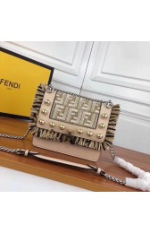 Best Fendi Calfskin Leather Flap Shoulder Bag FF019 Apricot HV06650Ml87