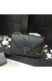 Best Replica YSL Flap Bag Calfskin Leather 392738 green Gold buckle HV02347zU69