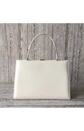 CELINE MEDIUM CLASP HANDBAG IN BOX CALFSKIN WITH PATINA 180923 white HV03925pB23