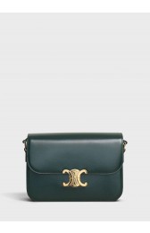 CELINE MEDIUM TRIOMPHE BAG IN SHINY CALFSKIN CL87363 GREEN HV05702Xw85