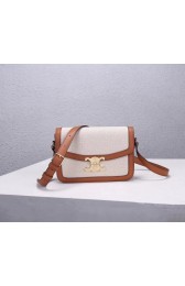 Celine TEEN TRIOMPHE BAG IN TRIOMPHE CANVAS AND CALFSKIN CL87368 white HV08373mV18