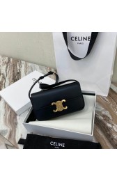 Celine TRIOMPHE SHOULDER BAG IN NATURAL CALFSKIN 194143 black HV01310RX32