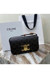 Celine TRIOMPHE SHOULDER BAG IN TRIOMPHE CANVAS AND CALFKSIN 194142 TAN HV10422Pu45