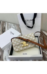 Celine TRIOMPHE SHOULDER BAG IN TRIOMPHE CANVAS AND CALFKSIN 194142 WHITE HV09153Ea63