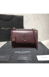 Cheap Yves Saint Laurent Calfskin Leather Shoulder Bag Y542206B Burgundy &silver-Tone Metal HV00698sJ42