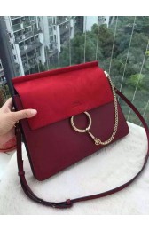 Chloe Faye Shoulder Bag Suede Leather 9201L Burgundy HV07517uU16