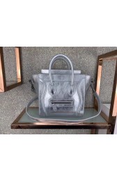 Copy CELINE NANO LUGGAGE BAG IN LAMINATED LAMBSKIN 189243 SILVER HV00941Kn92