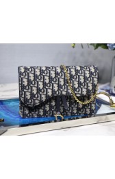 Copy Dior SADDLE DENIM CANVAS Chain Clutch bag S5614 dark blue HV07089Ey31