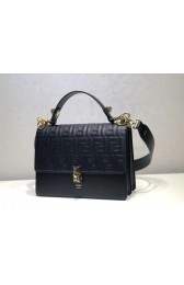 Copy FENDI Kan I Leather Shoulder Bag 8BT283A black HV00711Zn71