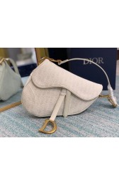 Copy SADDLE BAG Gray Dior Oblique Embroidered Denim M0446C cream HV00564Ey31