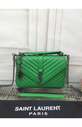 Designer YSL Flap Bag Calfskin Leather 2508 green silver buckle HV01659vs94