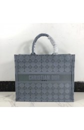 DIOR BOOK TOTE BAG IN EMBROIDERED CANVAS C1286 grey blue HV03083VI95