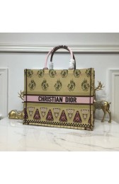 DIOR BOOK TOTE BAG IN EMBROIDERED CANVAS C1286 Pink HV00531wv88