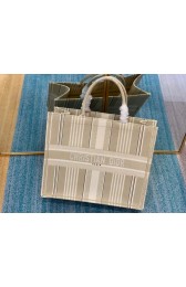 DIOR BOOK TOTE Beige Stripes Embroidery M1286Z HV06610Eb92