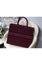 DIOR BOOK TOTE Burgundy Cannage Embroidered Velvet M1286Z HV10437uU16