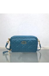 DIOR CARO DOUBLE POUCH Supple Cannage Calfskin S5037U blue HV04432AM45