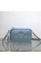 DIOR CARO DOUBLE POUCH Supple Cannage Calfskin S5037U light blue HV00008Yv36