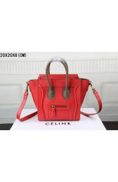 Fake 2015 Celine classic litchi grain with plain weave 3308 red&khaki HV07481Qv16