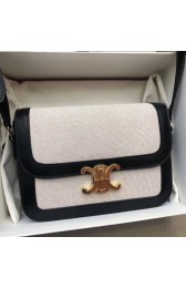 Fake CELINE LARGE TRIOMPHE BAG IN TEXTILE AND NATURAL CALFSKIN 18887 black HV08986lF58