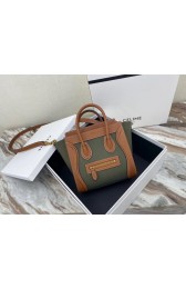 Fake CELINE NANO LUGGAGE BAG IN FLORAL JACQUARD AND CALFSKIN 189242 TAN&Khaki HV05250uQ71