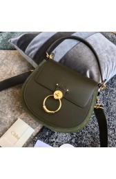 Fake CHLOE Tess leather and suede cross-body bag 3S152 Blackish green HV06209ny77