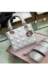 Fake Dior MINI LADY DIOR CALFSKIN BAG M0574 Silvery white HV02208Hj78